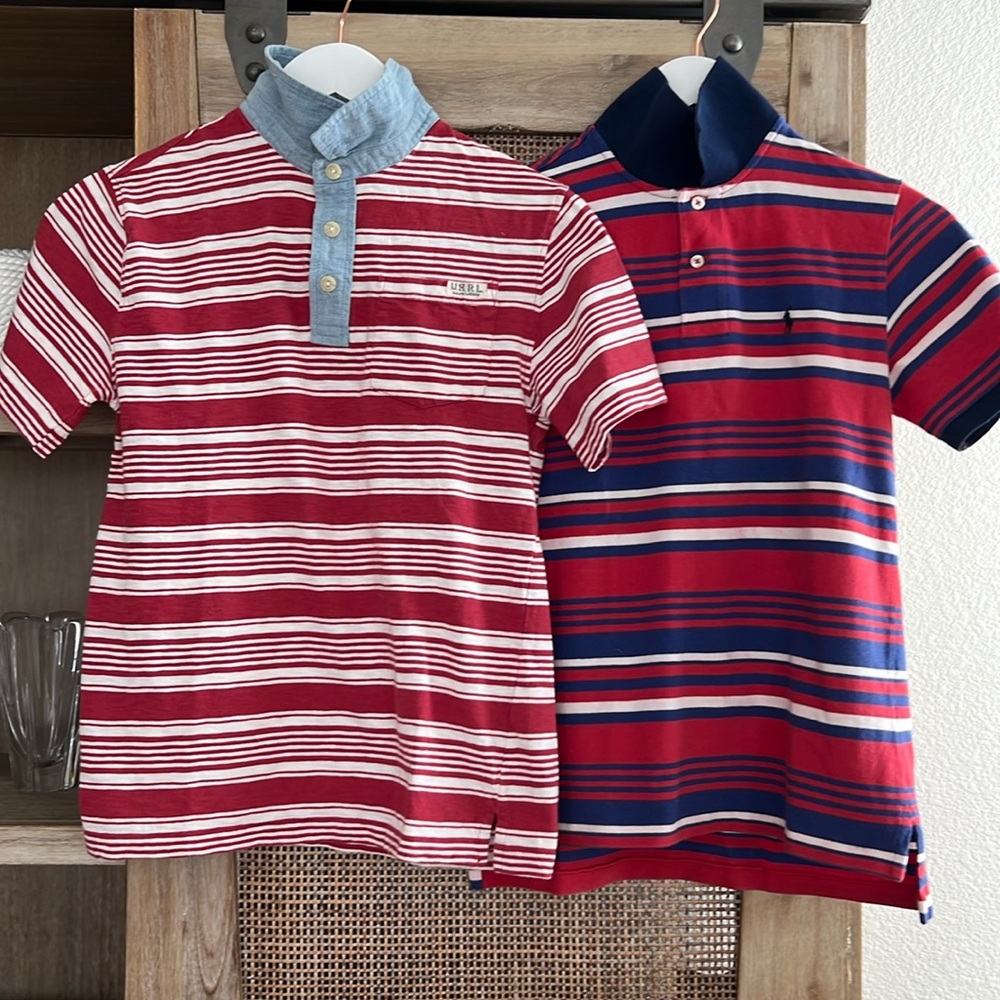 Kids Polo by Ralph Lauren Stripe Iconic Mesh Polo Shirt Large 14/16